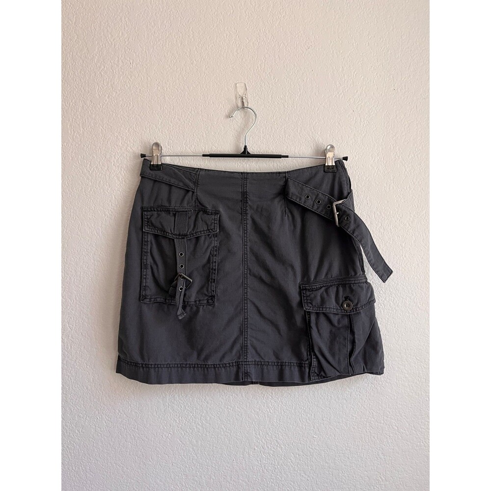 Free People Erika Utility Mini Skirt in Washed Black Size US 10